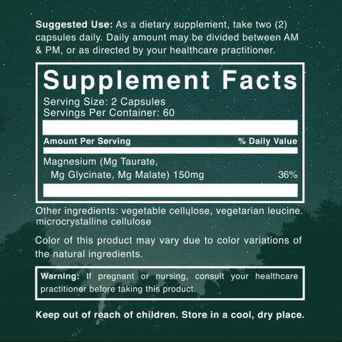 Triple Calm Magnesium 150 mg – 120 Cápsulas – Suplemento de Magnésio Complexo com Magnésio Glicinato, Malato e Taurato. Mistura Calmante para Promover - Natural Rhythm
