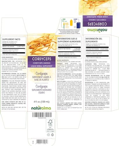 Cordyceps (Cordyceps sinensis) – Tintura sem álcool de cogumelo – Extrato líquido em gotas de 118 ml – Suplemento herbal – Vegano - Naturalma