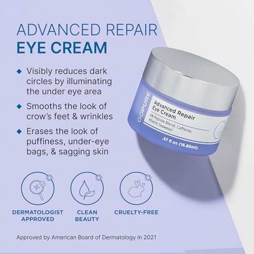 Creme Reparador Avançado para os Olhos – Creme para Olheiras, Bolsas e Inchaço, Melhora Visivelmente a Aparência de Linhas Finas, Rugas e Pés de Galinha – 16,9 ml - goPure