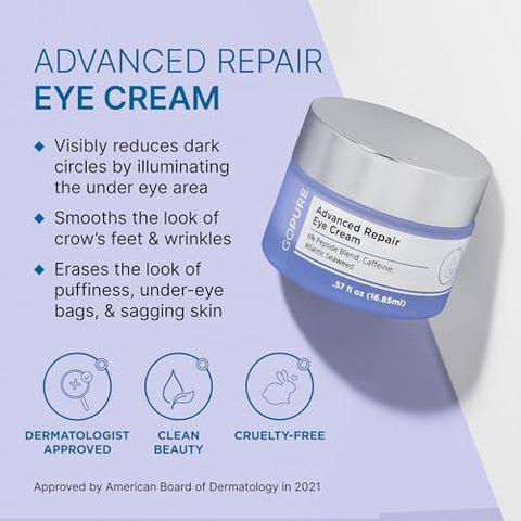 Creme Reparador Avançado para os Olhos – Creme para Olheiras, Bolsas e Inchaço, Melhora Visivelmente a Aparência de Linhas Finas, Rugas e Pés de Galinha – 16,9 ml - goPure