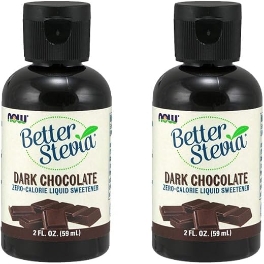 Stevia Líquida Melhorada, Chocolate Amargo, Adoçante Líquido Zero-Calorias, Baixo Impacto Glicêmico, Certificado Não-OGM, 60 ml (2 Pacotes) - NOW Foods