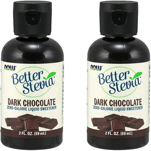 Stevia Líquida Melhorada, Chocolate Amargo, Adoçante Líquido Zero-Calorias, Baixo Impacto Glicêmico, Certificado Não-OGM, 60 ml (2 Pacotes) - NOW Foods
