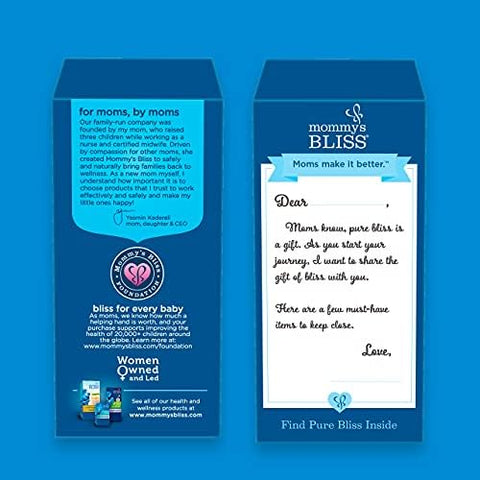 Conjunto Presente Essenciais para Recém-Nascidos Mommy’s Bliss: Água para Cólicas, Vitamina D para Bebês/Gotas para Gases e Soro Fisiológico Suave em Gotas/Spray