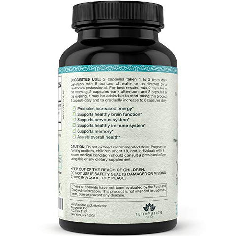 Teraputics - Premium Alga Azul do Lago Klamath – Mais Poderosa que Suplementos de Spirulina e Chlorella | SuperAlimento Puro Rico em Clorofila, Fonte Orgânica do Lago Klamath, 500mg, 60 cápsulas