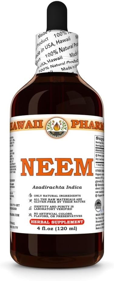 Neem (Azadirachta Indica) Extrato Líquido, Tintura, Hawaii Pharm, EUA, 118 ml, Herbal Supplement