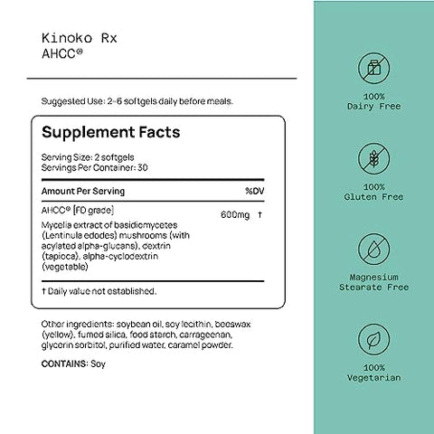 Premium AHCC – Suplemento de Suporte Imunológico de Alta Qualidade – AHCC de Maior Bioavalibilidade – Extrato Natural de Cogumelo – Quality of Life AHCC Kinoko Rx