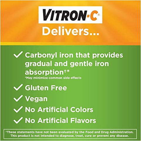 Vitron-C - Vitron C – Suplemento de Ferro de Alta Potência em Comprimidos – 60 Ta