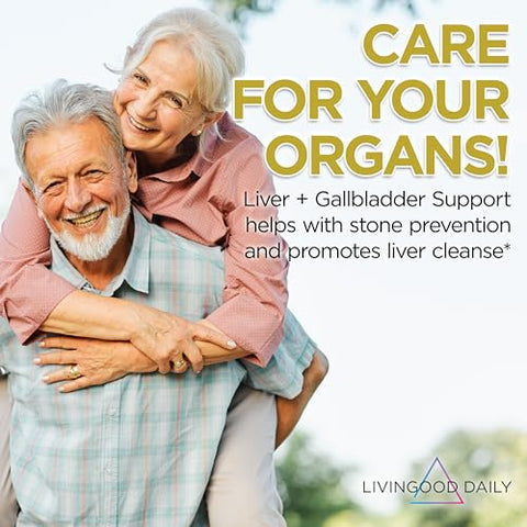 Livingood Daily - Limpeza da Vesícula Biliar, 56 Cápsulas Vegetarianas – Suplemento para a Vesícula Biliar com Pó de Bile de Boi Promove a Digestão – Estimula a Função Hepática – Não-OGM, Sem Glúten