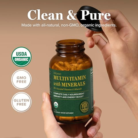 Global Healing Center - Global Healing Multivitamínico Orgânico USDA para Mulheres e Homens – Vitaminas Incluem A, C, D, E, K | Marca Global Healing