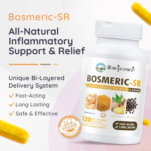 BOSMERIC-SR - Suplemento de Suporte Articular, Poderosa Combinação de Cúrcuma Curcumina com Pimenta Preta, Extrato de Boswellia