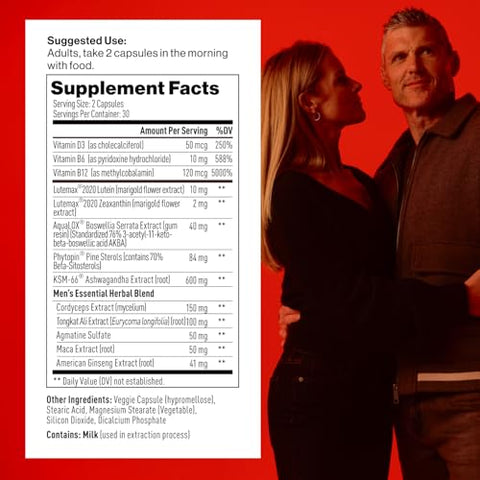 Classic Testosterone Booster para Homens, Suporte à Próstata Saudável, Olhos, Articulações, Energia, Alívio do Estresse, KSM-66 Ashwagandha, Beta-Sitosterols, 60ct - Mdrive