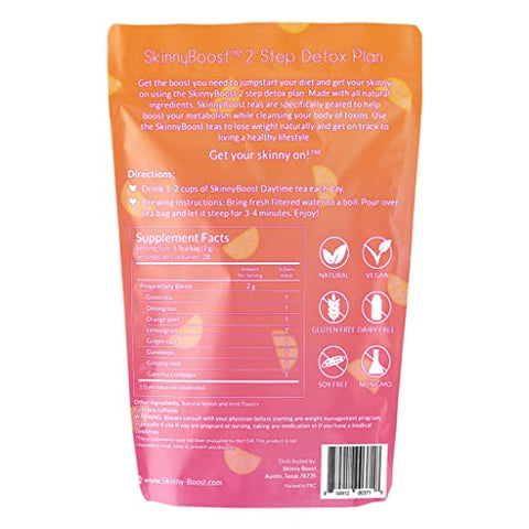 SkinnyBoost - Kit Chá Detox 28 Dias (3 PACOTES) 3 Chás Diurnos, 3 Chás Noturnos Detox Não Transgênico, Vegano, Natural – Limpeza e Desintoxicação
