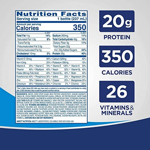 Abbott - Ensure Enlive Shakes Nutrição Terapêutica Avançada, Chocolate, Garrafas de 240ml, Caixa com 24