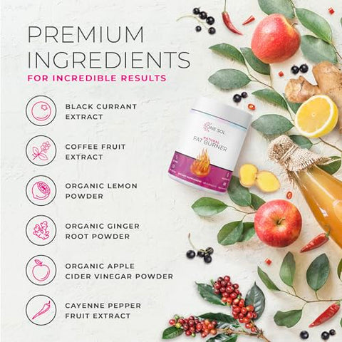 Queimador de Gordura para Mulheres, Impulsionador Natural do Metabolismo, Queime Mais Calorias, Aumente a Energia - One Sol