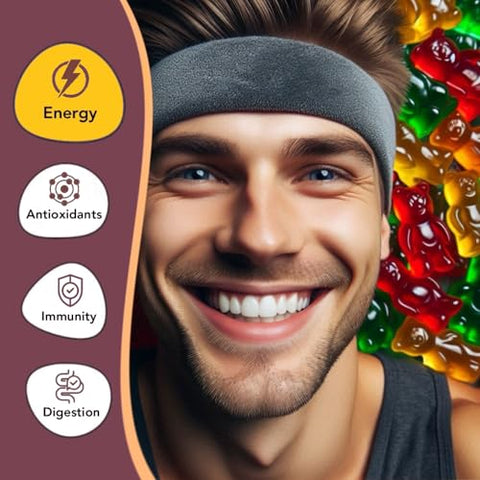 Belmonia - Gummies de Cogumelo Cordyceps | 5400mg por Porção | Cereja, Uva, Maçã, Laranja | 60 Gummies de Pectina | Estimulante Natural de Energia e Resistência | Suplemento Vegano | Fabricado nos EUA