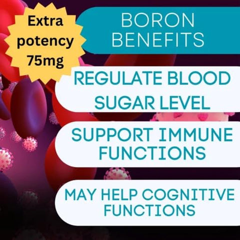 New World Health Brands - Suplemento Mineral de Boro 75mg | 30 Unidades – Minerais Traço Essenciais para a Saúde e Bem-Estar Ótimo do seu Corpo