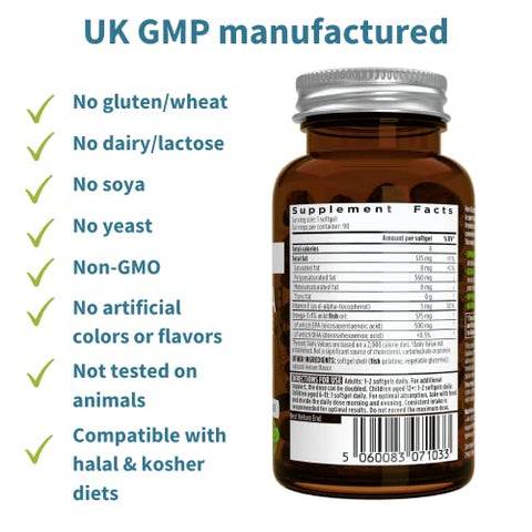 Igennus Healthcare Nutrition - Ultra Pure EPA, Concentrado de Ômega-3 500 mg de Óleo de Peixe Selvagem, Forma de Triglicerídeo rTG Mais Avançada, Não-OGM, 90 Cápsulas Softgel Pequenas, Puro
