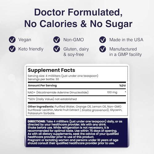 Rho Nutrition - Liposomal NAD – Suplemento Líquido de Alta Absorção de NAD – Alternativa NMN ou Ribosídeo de Nicotinamida – Suporta Longevidade Celular, Envelhecimento Saudável, Metabolismo Energético