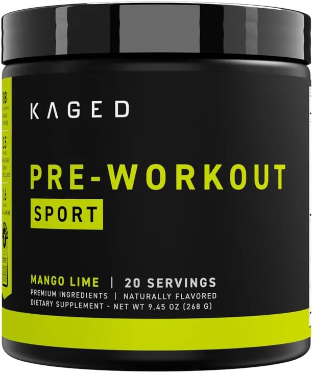 Pre-Kaged Sport – Pó Pré-Treino | Manga Lima | Energético para Resistência | Bebida Esportiva para Cardio e Musculação | 20 Porções - Kaged