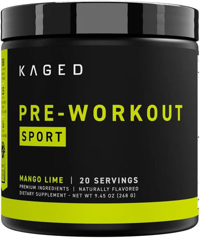 Pre-Kaged Sport – Pó Pré-Treino | Manga Lima | Energético para Resistência | Bebida Esportiva para Cardio e Musculação | 20 Porções - Kaged