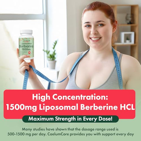 CaelumCore - Liposomal Berberine 1500mg – Ativa AMPK e GLP-1 – Mulheres e Homens (60 Cápsulas)