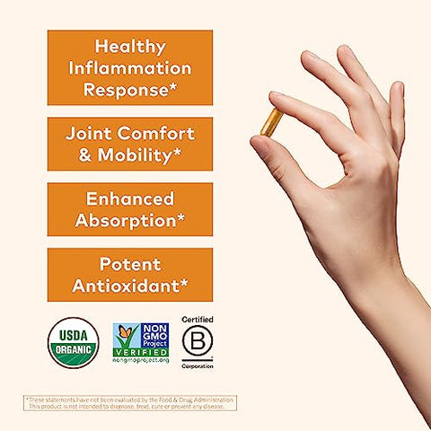 ORGANIC INDIA - Suplemento Herbal Organic India Cúrcuma Curcumina – Mobilidade Articular – 60 cápsulas – 500mg