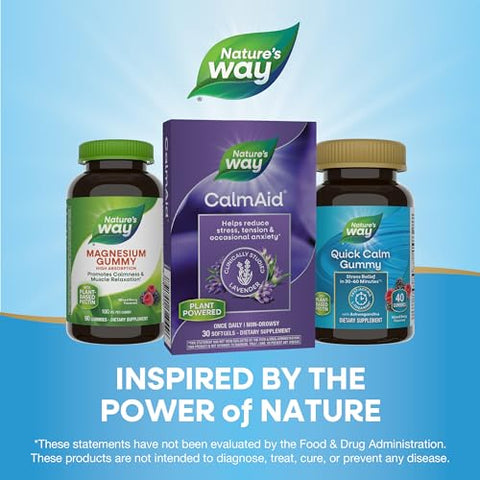 Nature's Way - Nature’s Way CalmAid com Óleo de Lavanda Silexan, Ajuda a Reduzir Tensão e Estresse*, Não Causa Sonolência, 30 Cápsulas (Embalagem Pode Variar)