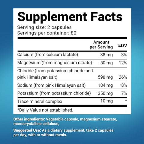 Dr. Berg Nutritionals - Dr. Berg Cápsulas de Eletrólitos – Suplementos de Eletrólitos para Energia, Resistência e Hidratação – Sem Açúcar, Sem Maltodextrina, Amigável à Dieta Keto – 160 Cápsulas