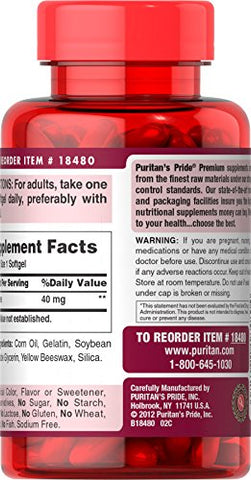 Puritan's Pride - Puritan’s Pride Lycopene 40 mg – Suporte para Saúde da Próstata e do Coração, Propriedades Antioxidantes, 60 Softgels de Liberação Rápida