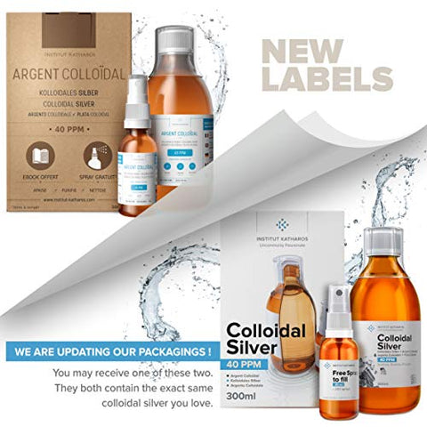 Institut Katharos - Premium Prata Coloidal 40ppm 1000ml ● Fórmula de Concentração Ótima, Partículas Menores, Melhores Resultados ● Certificado Laboratorial ● Prata Líquida Fabricada na UE ● Frasco Spray Grátis