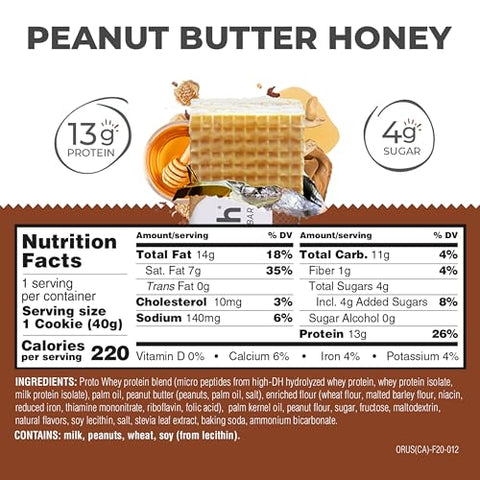 Barras de Wafer de Proteína, Snacks de Alta Proteína com Sabor Delicioso, Manteiga de Amendoim Mel, 40g (12 Unidades) - Power Crunch
