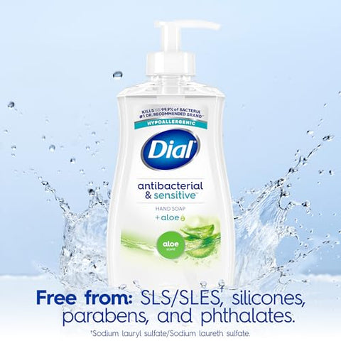 Sabonete Líquido Antibacteriano Dial, Aroma de Aloe Vera, 325 ml (Embalagem com 12 unidades)