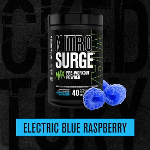 Nitrosurge Max – Pré-treino de Alta Performance com Ingredientes Nootrópicos para Foco Intenso, Bombas Musculares, Energia Suave e Resistência – 40 Porções - Jacked Factory