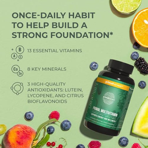 2 Pack – Multivitamínico para Mulheres e Homens – Vitaminas A, C, D e E – B12, B6, Biotina, Zinco – 30 Cápsulas - Primal Harvest