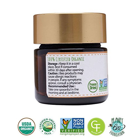 Pó de Geleia Real Greenbow – 100% Certificado Orgânico USDA, Geleia Real Não-OGM, Sem Glúten, Liofilizada – Altamente Nutritivo – Sem Aditivos/Sabores (17g)