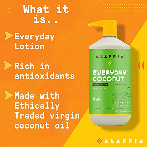 Everyday Coconut Loção Hidratante Corporal, Pele Normal a Seca, Óleo de Coco Hidratante para Suavidade - Alaffia