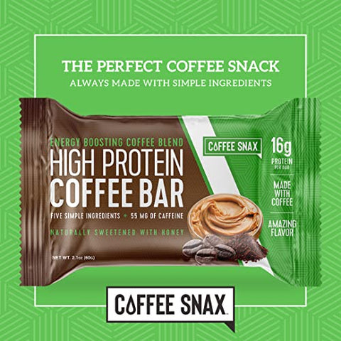 Coffee Snax - Barra de Energia de Café Proteico, Feita com Cinco Ingredientes Simples, Natural, Livre de Glúten, Não Transgênico