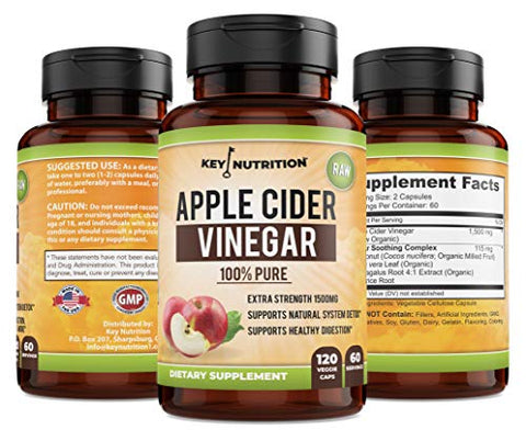 Key Nutrition - Vinagre de Maçã 1500mg – 100% Orgânico e Puro