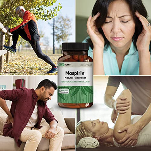 DailyNutra - Naspirin Fórmula de Casca de Salgueiro – Suplemento Natural para Cabeça, Costas, Ombros, Pescoço, Joelhos – 100% Natural e Eficaz