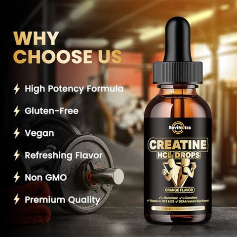 ReviNutra - Creatine HCL Líquido para Homens – Potencialize seus resultados com a Creatina HCL – 60ml