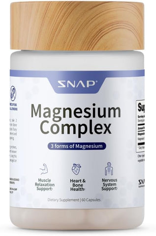 Complexo de Magnésio 3 em 1, Bisglicinato, Óxido, Citrato, Complexo Triplo de Magnésio, 60 Cápsulas - Snap Supplements