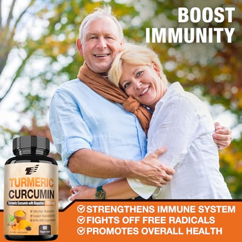 TOPCAPAK - Turmeric Curcumin com BioPerine 95%% Curcuminoides Padronizados Extrato de Pimenta Preta para Máxima Absorção – 120 Cápsulas
