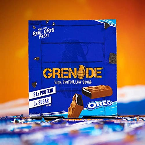Barra Grenade Alta Proteína, Baixo Açúcar, Sabor Baunilha, 12 x 60g – Oreo