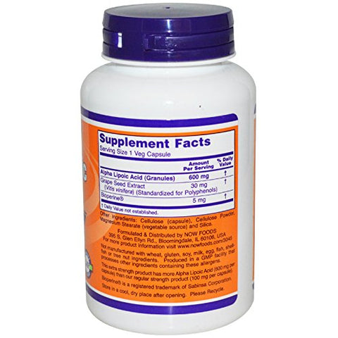 NOW Foods - Now Foods Ácido Alfa Lipóico 600 mg – 120 Cápsulas (Pacote com 2)