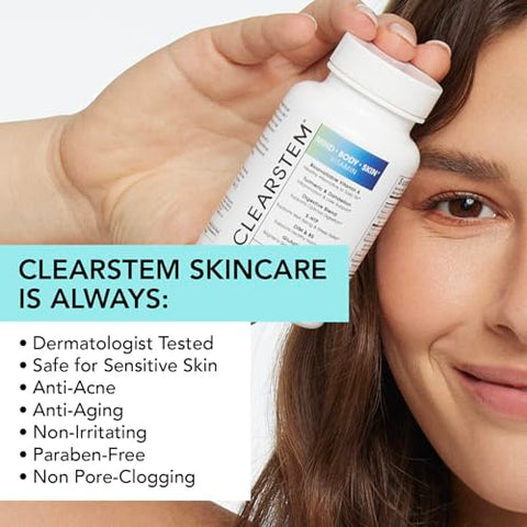 CLEARstem - CLEARSTEM – MINDBODYSKIN Suplemento para Acne Hormonal (5-HTP) – DIM Natural – Vitaminas para Cuidados com a Pele – Equilíbrio Hormonal, Antioxidantes – Vegano, Sem Glúten, Cruelty Free – 30g