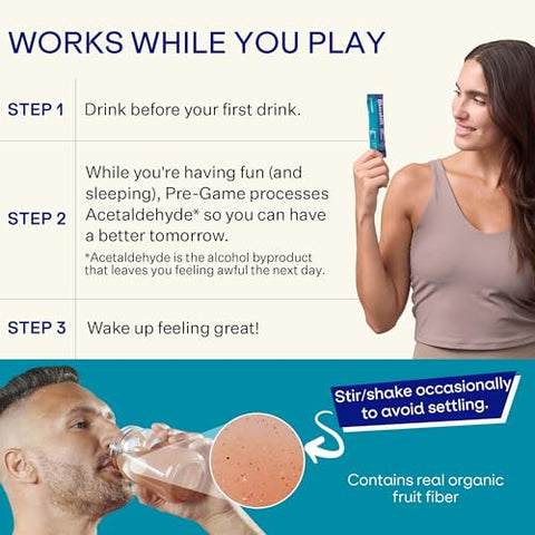 Pre-Game – Suplemento NAC para Pré-Beber, Sachês de Pó de Eletrólitos, Sachês de Hidratação, Suporte Hepático Pré-Álcool com Gengibre, Cisteína, Cardo de Leite, Pó Sem Açúcar - Blueshift