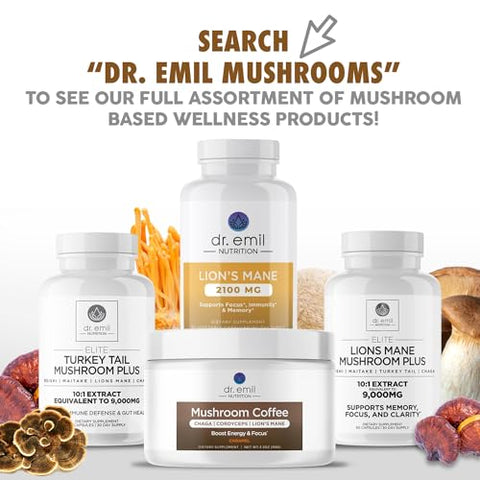 Suplemento de 10 Cogumelos para Clareza Mental e Foco – 60 Cápsulas - DR. EMIL NUTRITION