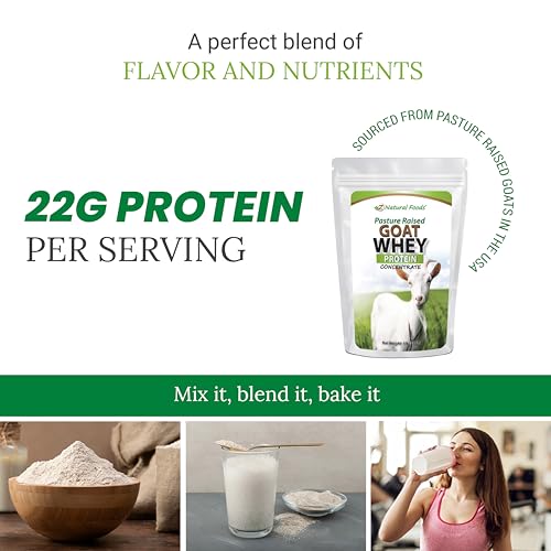 Proteína de Soro de Leite de Cabra Concentrada – Não Desnaturada, Sem Sabor, Proveniente de Pasto – Proteína de Cabra Limpa com Proteínas Vitais para Gerenciamento de Peso, Imunidade - Z Natural Foods