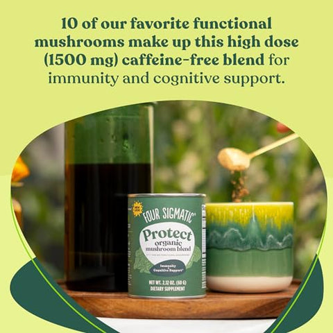 Mistura Defend Mushroom Blend da Four Sigmatic | Pó Orgânico de Cogumelo Complexo com Lion’s Mane, Cordyceps, Chaga, Reishi e Mais | Suporte Natural para o Sistema Imunológico | Vegano | 100g