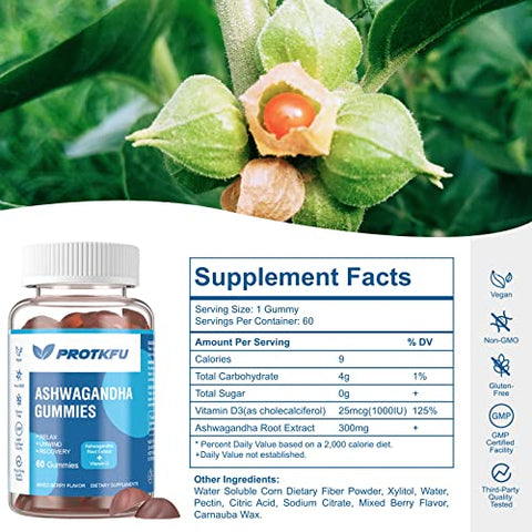 ProTKFU - 2 Pacote Gomas de Ashwagandha  – 60 gummies